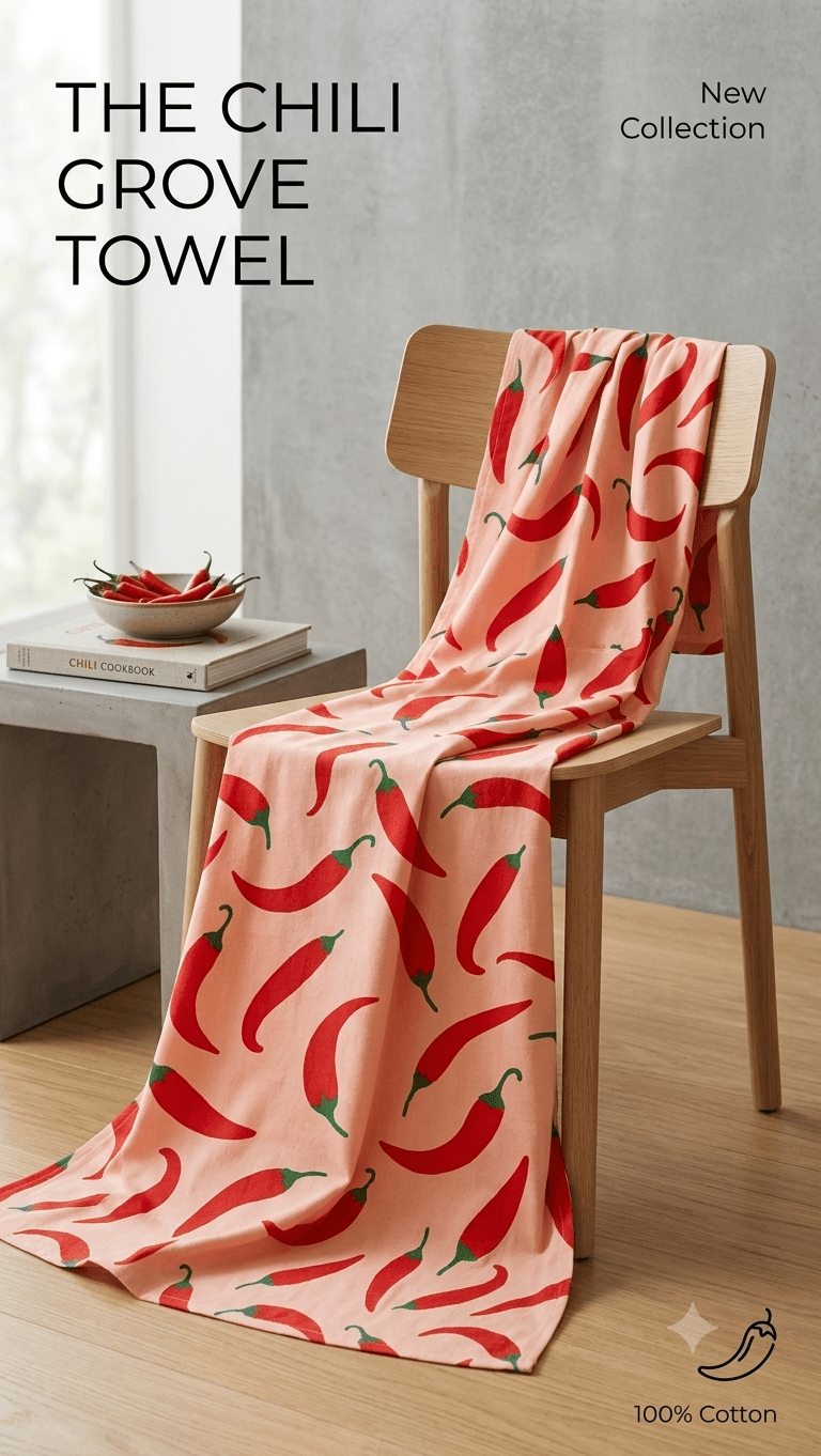 Digital print cotton Towel- Red Chilli- 27*54 inches