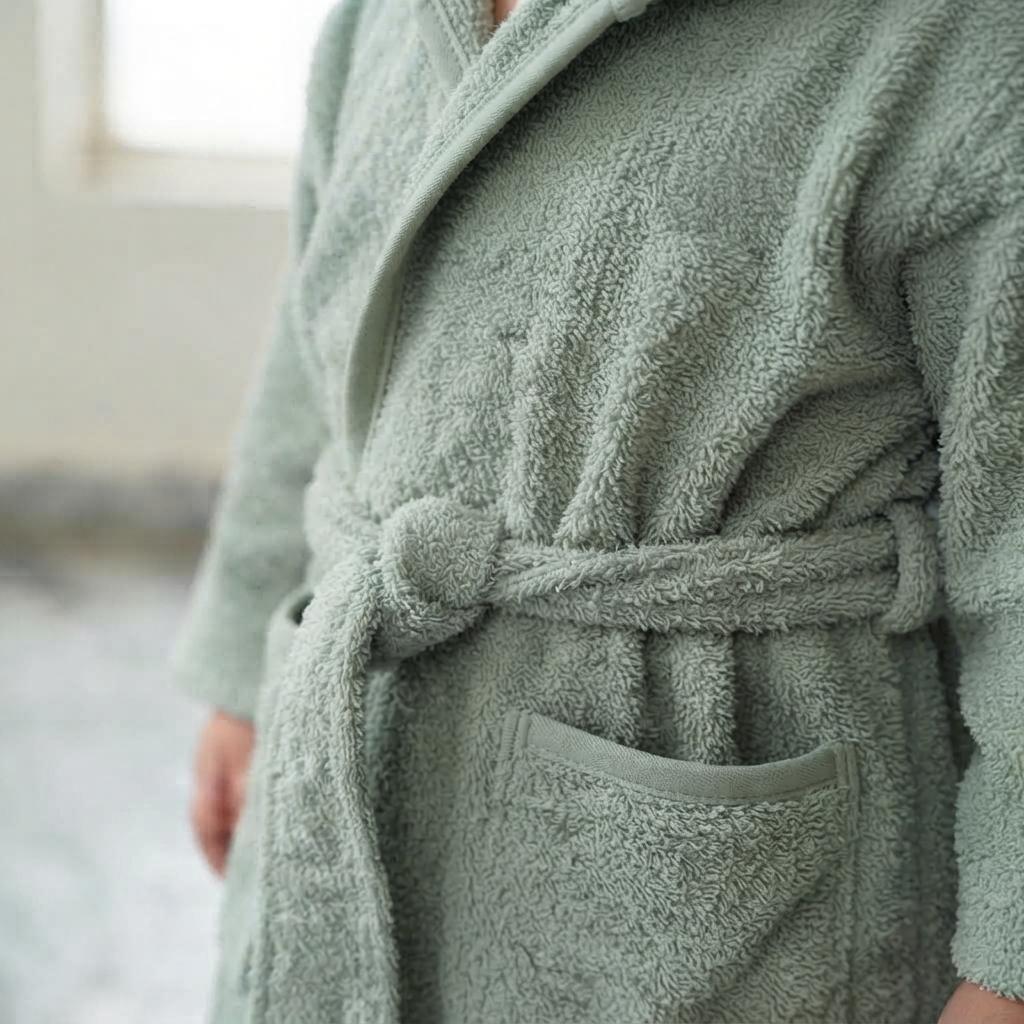 Premium pistachio hooded bathrobe
