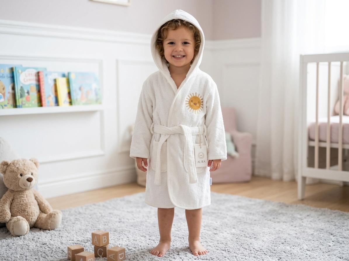 Premium White sun hooded bathrobe