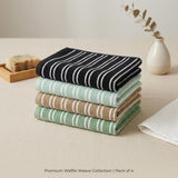 Premium white vertical stripe four hand towels set