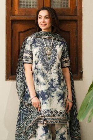 Printed Lawn 3pc with Heavy Emb Patch