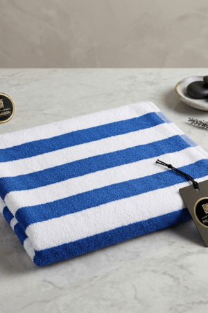 Premium Cotton Towel White-Blue 30*60 Large Size