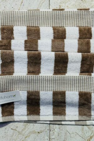 Oxfo-home Cotton Towel- white-Brown 27*54 Large Size
