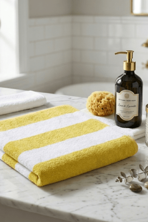 Premium Stripe- cotton Towel- yellow- large 30*60